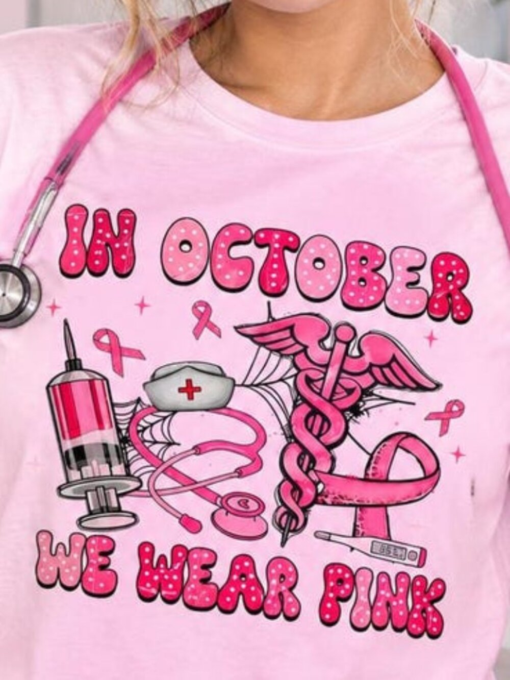 In October We Wear Pink Shirt, Breast Cancer Awareness T-Shirt - Picture 2 of 4